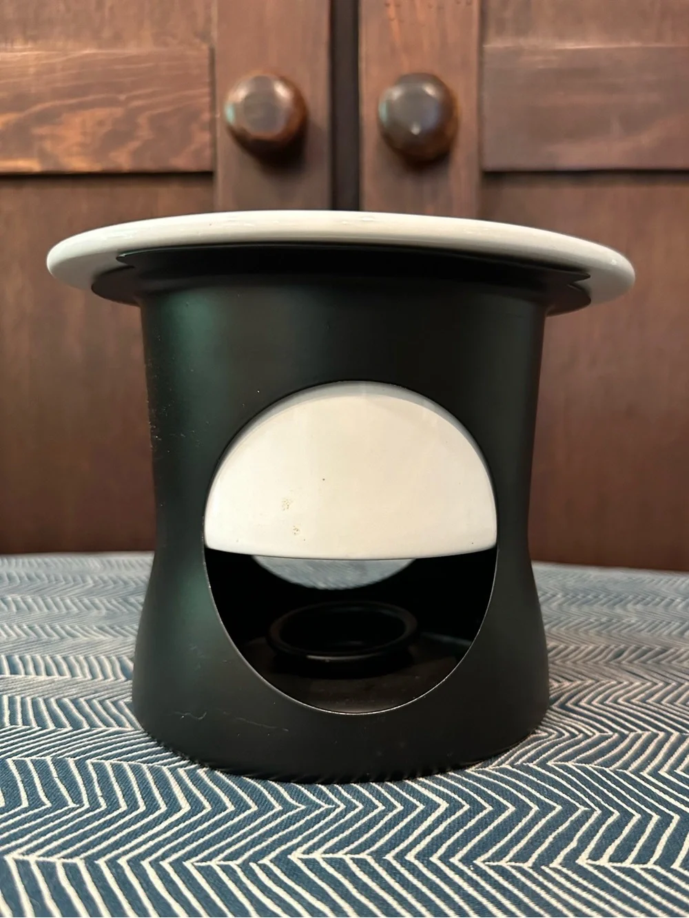 Metal and ceramic tea light fondue set • vintage